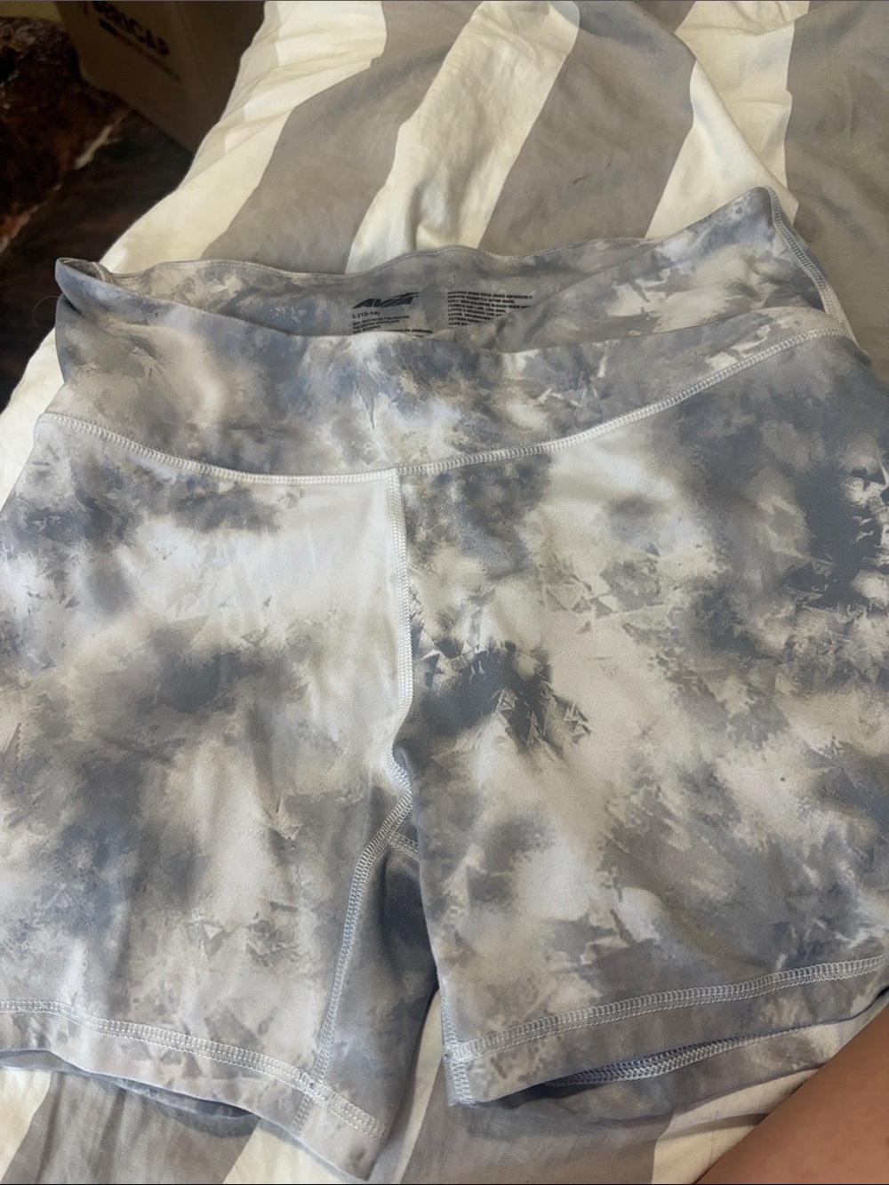 Avia Gray Marble Tie-Dye Bike Shorts